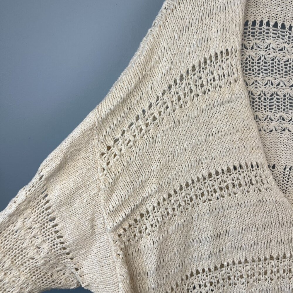 Free People Hot Tropics Open Knit Pullover Cotton Sweater SZ L Boho Festival - Picture 5 of 11